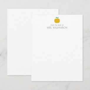 Carte De Correspondance Simple Jaune Cute Pomme Personnalisée Enseignant