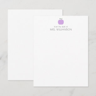 Carte De Correspondance Simple Lilac Cute Apple Enseignant Personnalisé