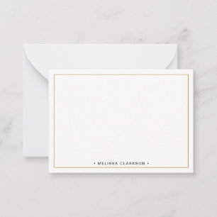 Carte De Correspondance Simple minimaliste Nom de la bordure noire et or
