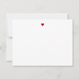 Carte De Correspondance Simple minimaliste Stationery Coeur Rouge Moderne 
