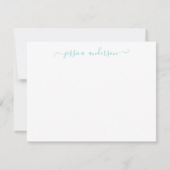 Carte De Correspondance Simple moderne Girly Classic Blue Script (Devant)