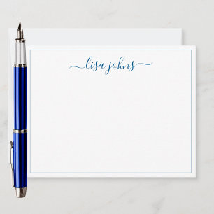 Carte De Correspondance Simple moderne Marine Bleu Script Professional App