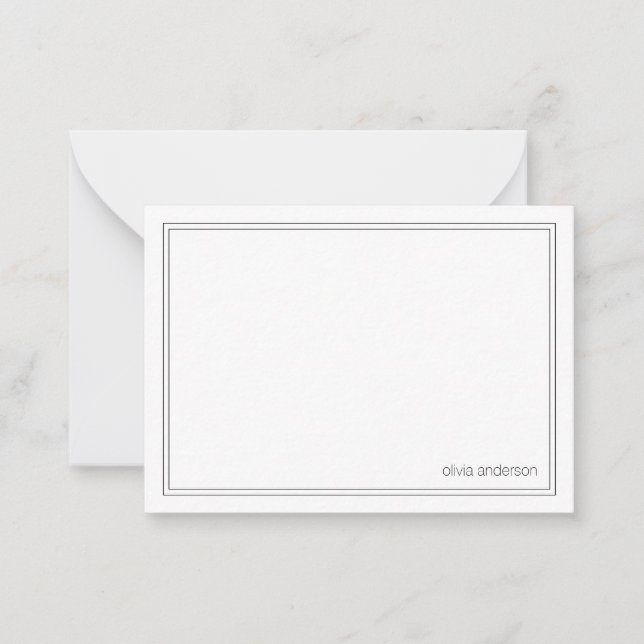 Carte De Correspondance Simple moderne minimaliste noir deux bordures Mono (Devant)