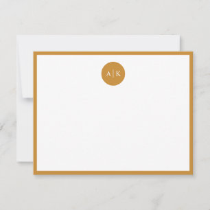 Carte De Correspondance Simple moderne moutarde jaune monogramme circulair