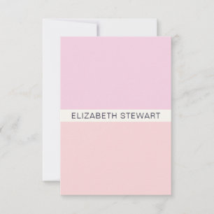 Carte De Correspondance Simple Moderne Rose Clair et Corail Professionnel