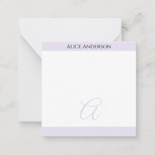 Carte De Correspondance Simple Monogramme Mini Pastel Chic Lavande Clair