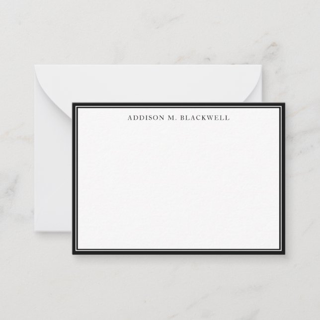 Carte De Correspondance Simple Noir Blanc Professionnel (Devant)