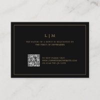 Simple Noir et Or Code QR Mariage élégant RSVP