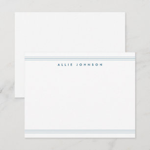 Carte De Correspondance Simple Nom Triple Ligne Deux Bordures Navy Blue
