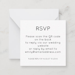 Carte De Correspondance Simple QR Code Noir Blanc Mariage RSVP