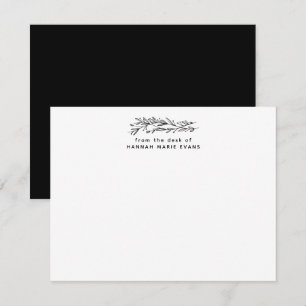 Carte De Correspondance Simple Rustique Du Bureau De Botanique Noire