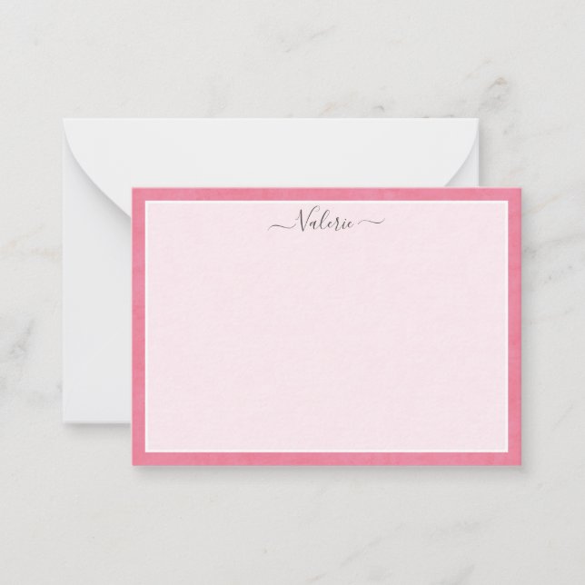 Carte De Correspondance Simple Script Personnalisé Fille Rose (Devant)