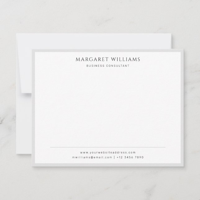 Carte De Correspondance Simple Solide Gris Frontière Professionnel (Devant)