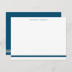 Carte De Correspondance Simple trois bandes Bleu foncé & Gris Hommes