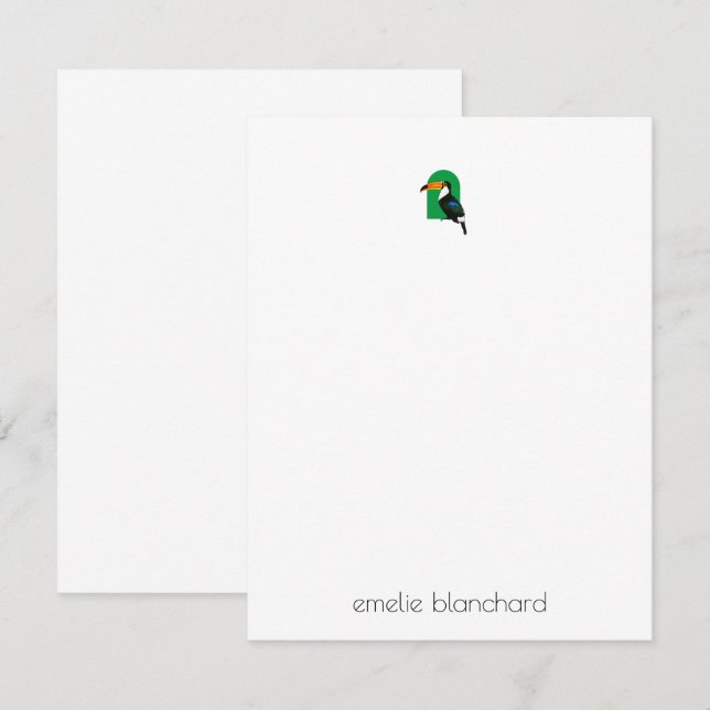 Carte De Correspondance Simple Tropical Toucan Personnalisé (Devant / Derrière)