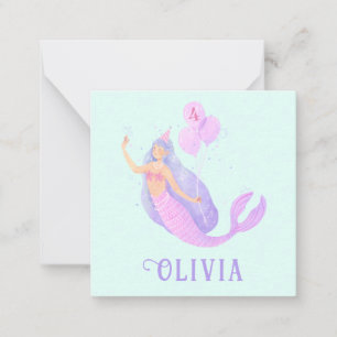 Carte De Correspondance Sirène sous la mer Anniversaire Fille Age Blue Par