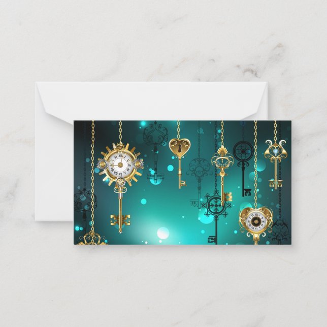 Carte De Correspondance Skeleton Keys on Green Background (Devant)