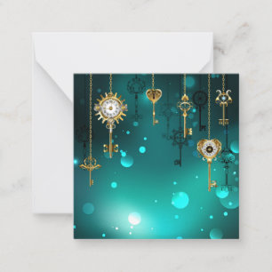 Carte De Correspondance Skeleton Keys on Green Background