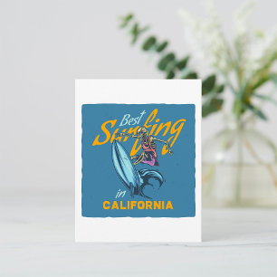 Carte De Correspondance Skeleton vintage Surf California Beach