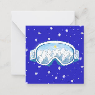 Carte De Correspondance Ski Goggles avec réflexion de montagne