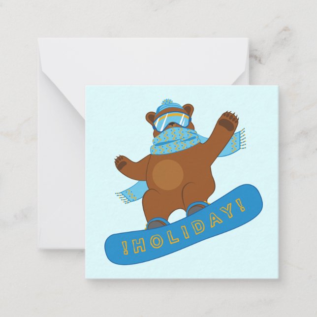 Carte De Correspondance Snowboard drôle Ours (Devant)