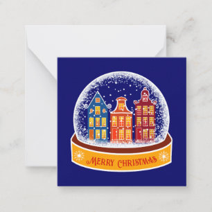 Carte De Correspondance Snowglobe Amsterdam Village Mini Noël