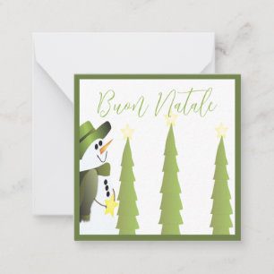 Carte De Correspondance Snowman Avec Vert Et Étoiles