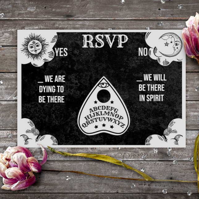 Carte De Correspondance Spirit Board Gothique & Mariage d'Halloween RSVP (Créateur téléchargé)