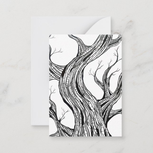 Carte De Correspondance Spooky Abstract Tree Pen Drawing Art (Devant)
