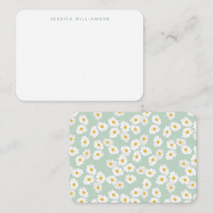 Carte De Correspondance Spring Pastel Sage Blue Daisers Nom personnalisé