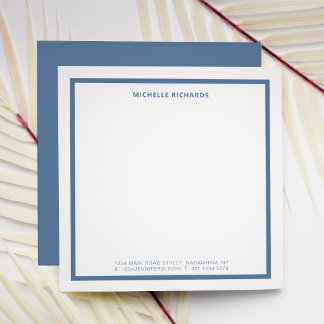 Carte De Correspondance Square Professional Dusty Blue Border Stationery