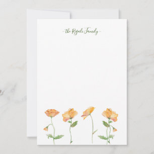 Carte De Correspondance Station de Watercolor Orange Poppies