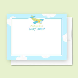 Carte De Correspondance Stationery Baby shower avion vintage