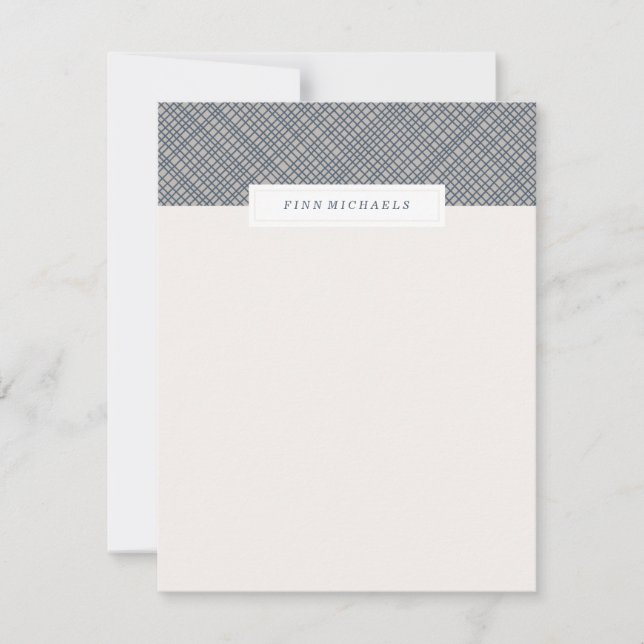 Carte De Correspondance Stationery Crosshatch - Marine (Devant)