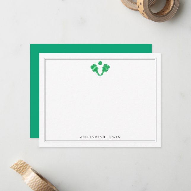 Carte De Correspondance Stationery de Pickleball personnalisé Note personn (Devant/Arrière en situation)