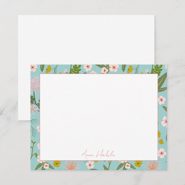 Carte De Correspondance Stationnaire floral personnalisé (Devant / Derrière)