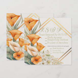 Carte De Correspondance Style moderne orange et ivoire Calla Lily RSVP