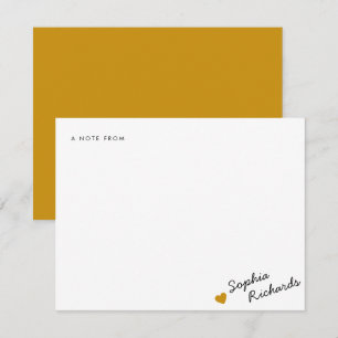 Carte De Correspondance Stylisme moutarde Jaune Feminine Coeur papeterie