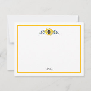 Carte De Correspondance Stylo et Aquarelle Tournesol Swag