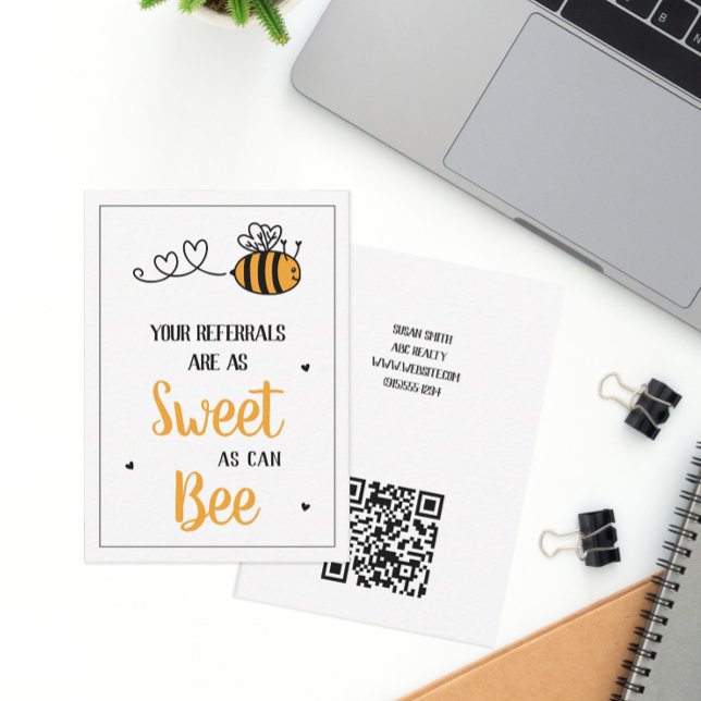 Carte De Correspondance Sucré Comme Peut Être Orienté (Sweet as Can Bee Referral Notecard)