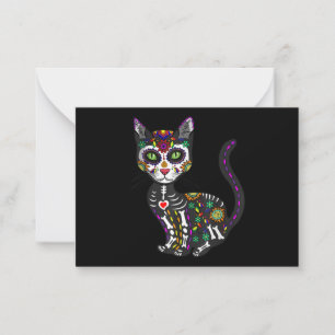 Carte De Correspondance Sugar Skull Mexican Cat Halloween Day Of The Dead