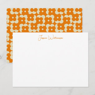 Carte De Correspondance Super Retro Orange Fleur Nom personnalisé