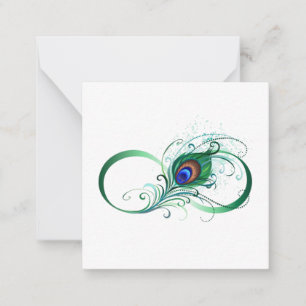 Carte De Correspondance Symbole d'infini avec plume de paon