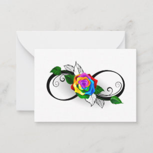 Carte De Correspondance Symbole d'infini avec Rose arc-en-ciel