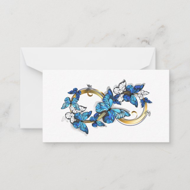 Carte De Correspondance Symbole infini de papillons Morpho bleus (Devant)