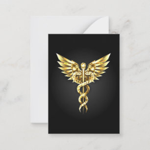 Carte De Correspondance Symbole Polygonal Or Caduceus