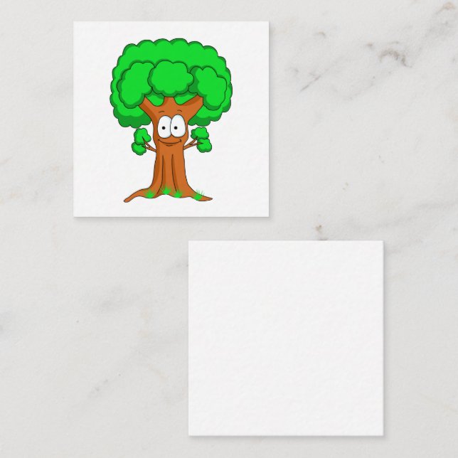 Carte De Correspondance Sympa Arbre vert Whimsical (Devant / Derrière)