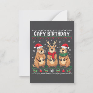 Carte De Correspondance T-shirt de Noël laid Capy Anniversaire Capybara  