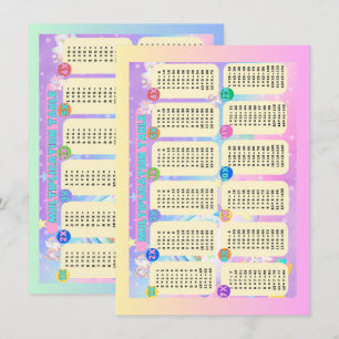 Carte De Correspondance Tableau de multiplication Unicorne recto verso
