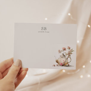 Carte De Correspondance Tea fleur sauvage Tea Party Aquarelle Tea Initial